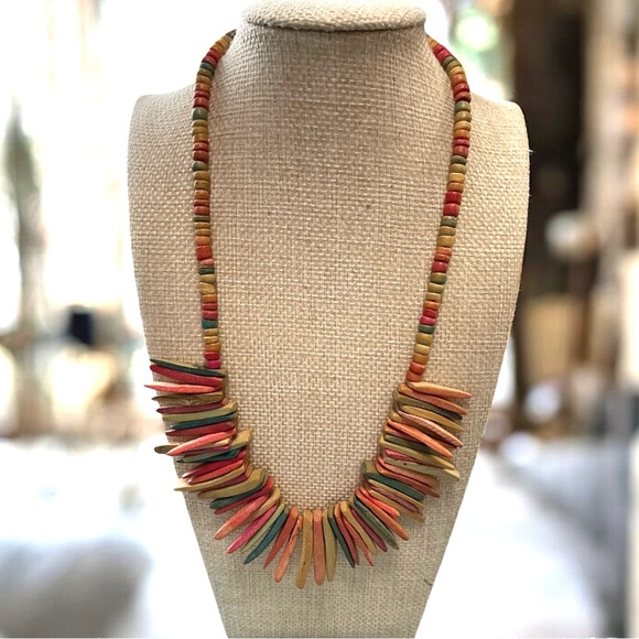 Vintage Jewelry - Vintage Colorful Wooden Necklace